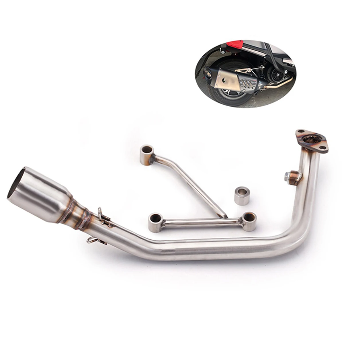 Image of Edelstahl-Motorrad-Auspuffkrümmerrohr, modifizierte Ersatzteile für Suzuki UY125 UU125 Roller