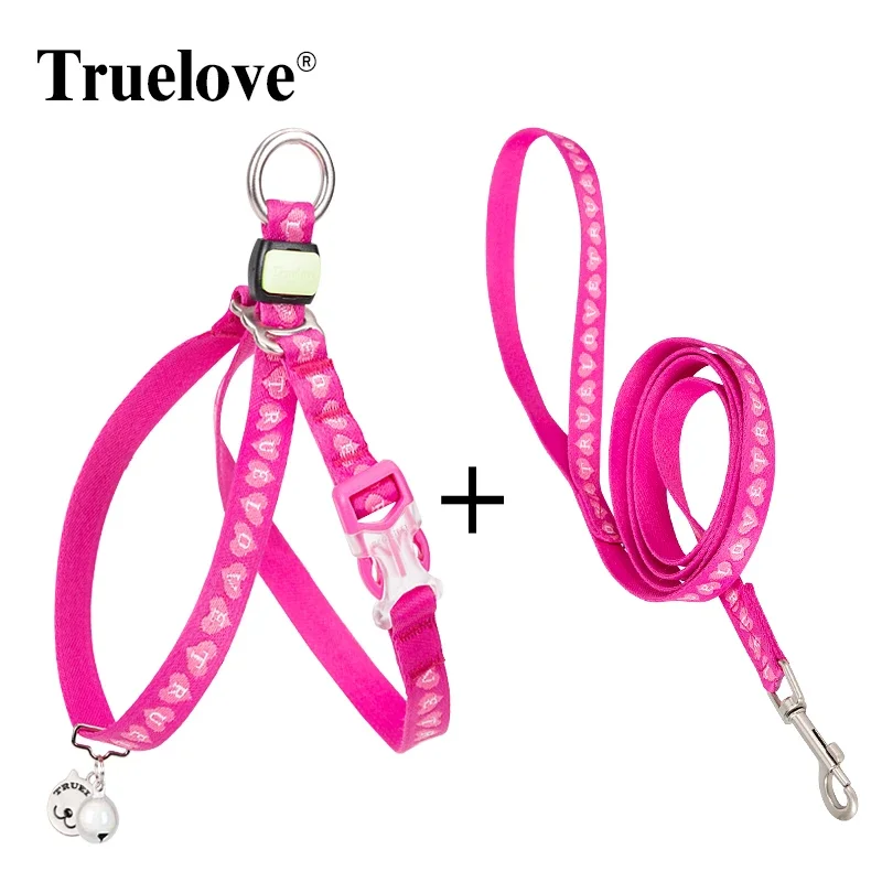 Truelove Pet Cat Harness Leash Suit Jacquard Pattern Webbing with Reflective Bells TLH3911