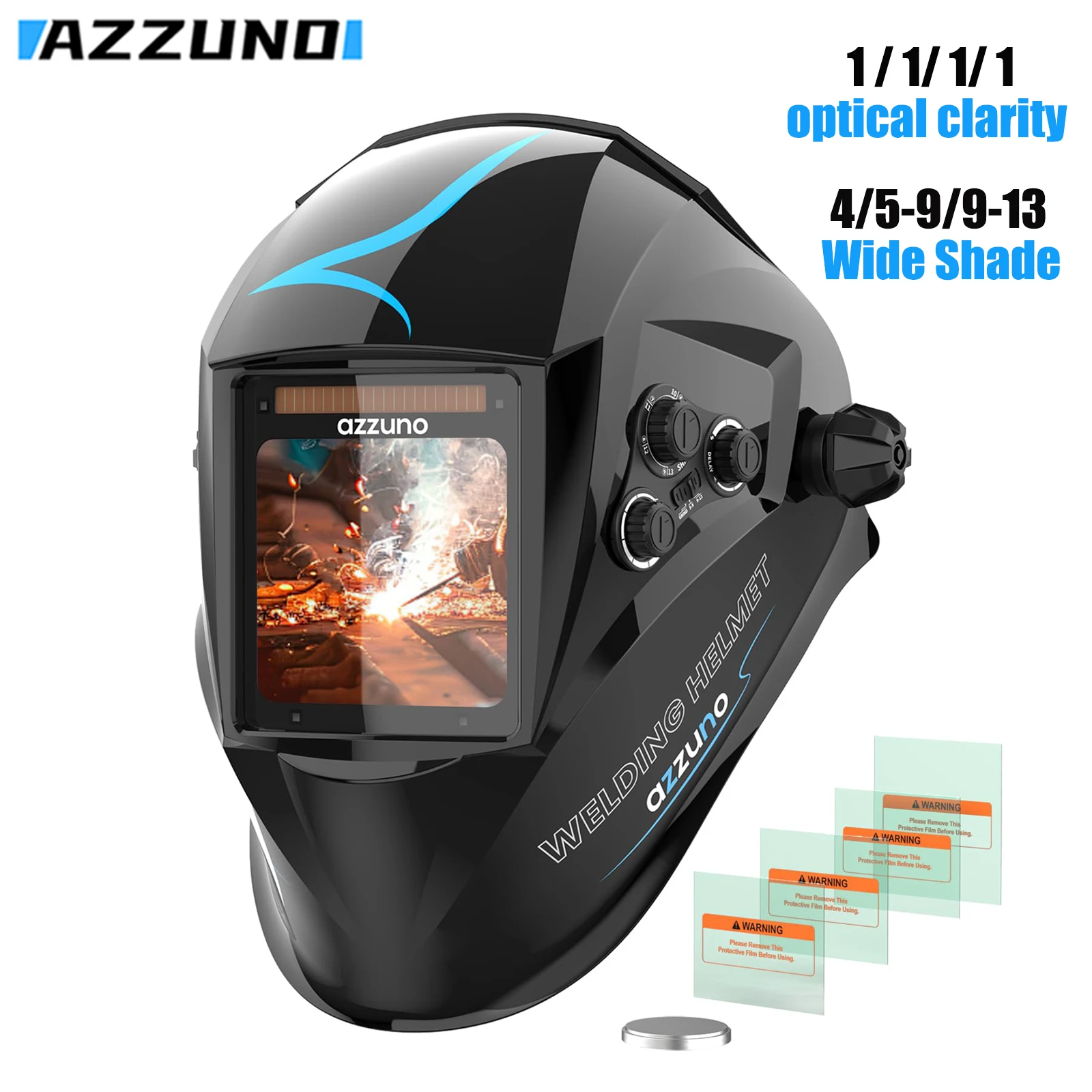 

AZZUNO Welding Helmet Mask Ture Color Auto Fast Darkening Welding Helmet Super Large View 3.94‘’×3.82‘’ MIG TIG ARC CUT Welder