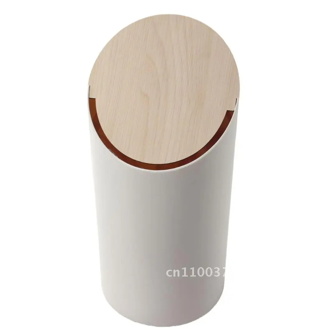 

Automatic Rebound Cream Style Toilet Trash Can Flip-Top Storage Bucket 9L Cylindrical Plastic Bin for Household Living Room