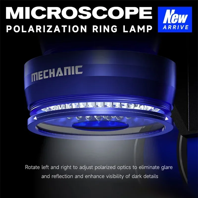 MECHANIC LS720 Polarized Ring Lamp for Most Stereo Microscope Portable Motherboard Repair Eliminate Reflections Ring Light