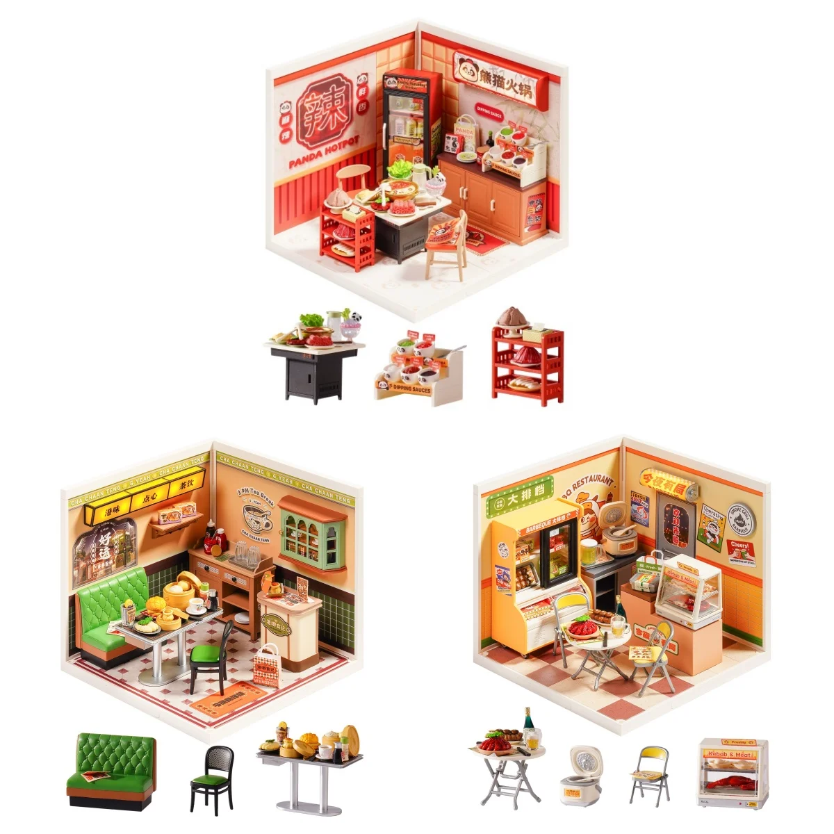 Rolife DIY Miniature House Super Creator Series Dollhouse 3D Puzzle Panda Hot Pot/Hong Kong Bites Cafe/Night Out Food Stall