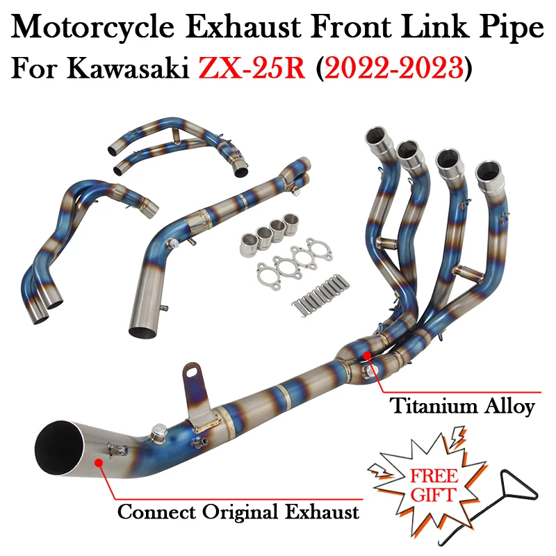 

For KAWASAKI Ninja ZX-25R ZX25R 2022 2023 2024 Motorcycle Exhaust Escape Titanium Alloy Connect Original Muffler Front Link Pipe