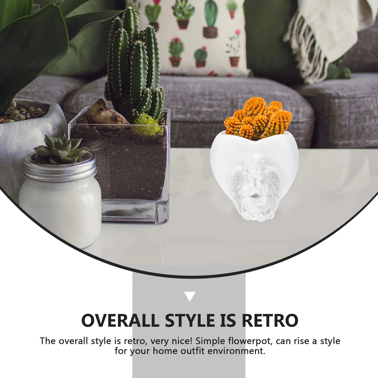 

1Pcs Angel Statue Flower Pot Lightweight Resin Plant Container Suitable for Succulent Flowers Yard Desktop Ornament