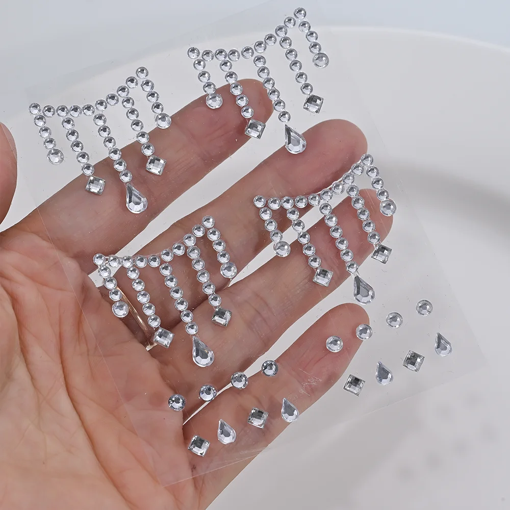 1 Stücke 3D Hohl Stern/Herz Gesicht Edelstein Tattoos Aufkleber Selbstklebende Kristall Schmuck Tattoo DIY Auge/körper Make-Up Dekor Strass * – Detail 9