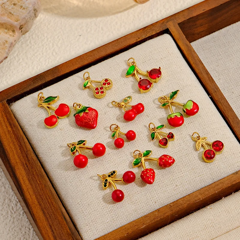 

Нержавеющая сталь капельное масло клубника вишня фрукты серии кулон аксессуары, аксессуары ручной работы своими руками