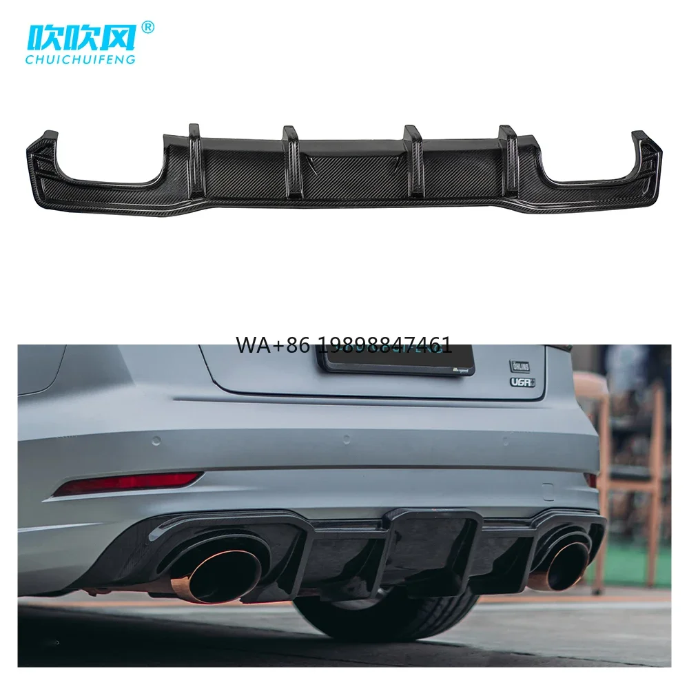 

DRY Carbon Fiber Universal Rear Bumper Lip Rear Diffuser for AUDI RS3 2017-UP Car Spoilers Body Kit