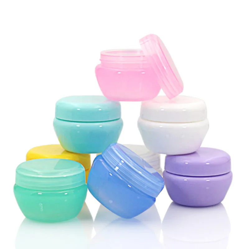 50pcs Empty Plastic Multi-color Mushroom Shaped Cream Box Repeatable Filling Cosmetic Travel Containers Sample Jars