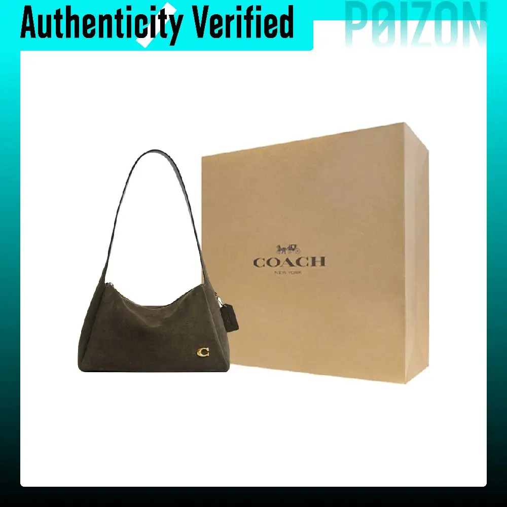 COACH Lola Cow Split Leather Shoulder Bags Large Women's Olive Green CCC48-B4OL