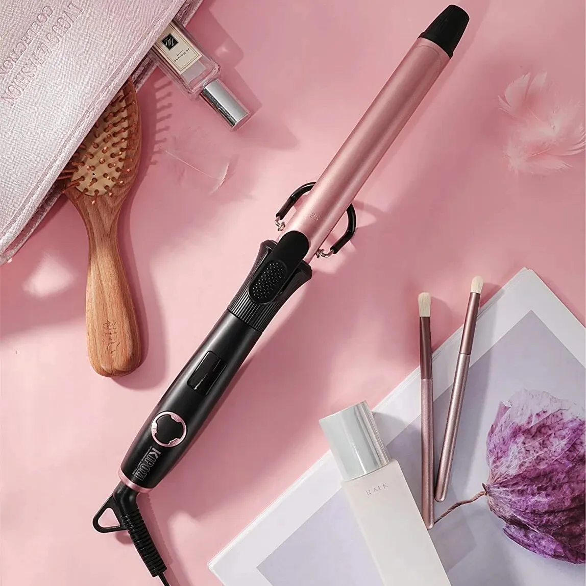 KIPOZI Professional Curling Iron 25mm Hair Instant Heating 60Min Auto off Safety Hair Curler LCD Digital Display Hair Curler