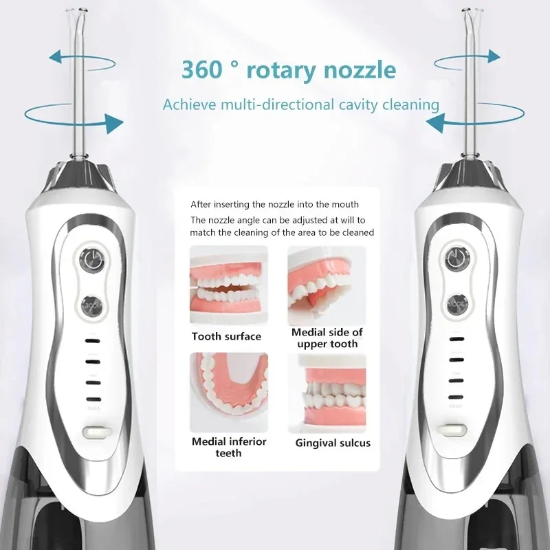 Water Dental Flosser Cordless for Teeth Cleaning,3 Modes Oral Irrigator 300ML Braces Flossers Cleaner Rechargeable Portable IPX7