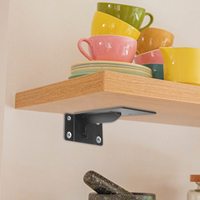 Heavy Duty Floating Shelf Bracket 2mm Thick 8 Inch Black Wall Mount Brackets for Wood Shelves Metal Corner LBracket Storage