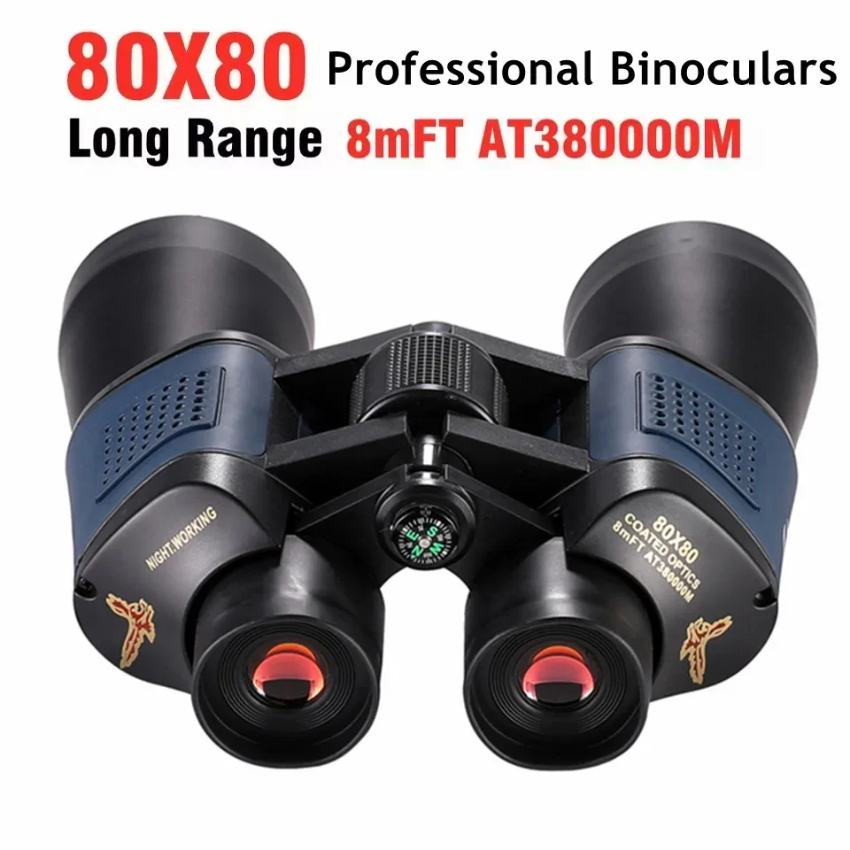 Professional Binoculars HD Portable Eyepieces 80X80 Long Distance Binoculars for Hiking Outdoor Camping Trips Premium Optics