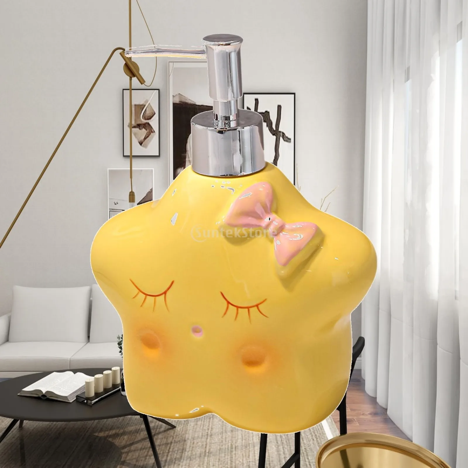 Ceramic Soap Dispenser Liquid Hand Dispenser with Pump Liquid Container Refillable for Shampoo Body Wash Washroom Decoration