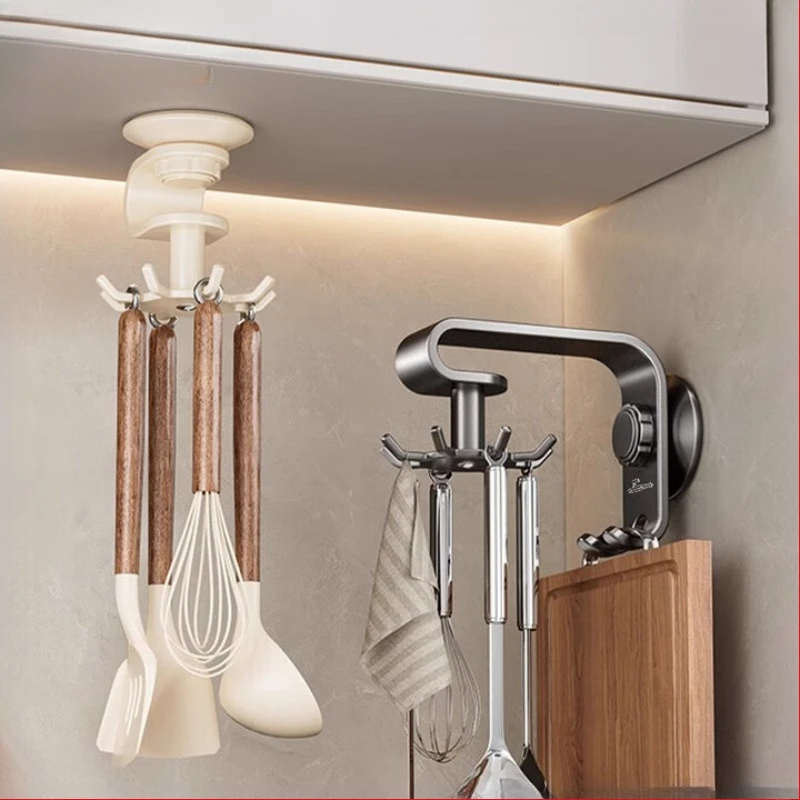 

Kitchen rotating hook No punching Wall hanging rack Spatula cutting board hanger Viscose strong wall nail free B3 rotating