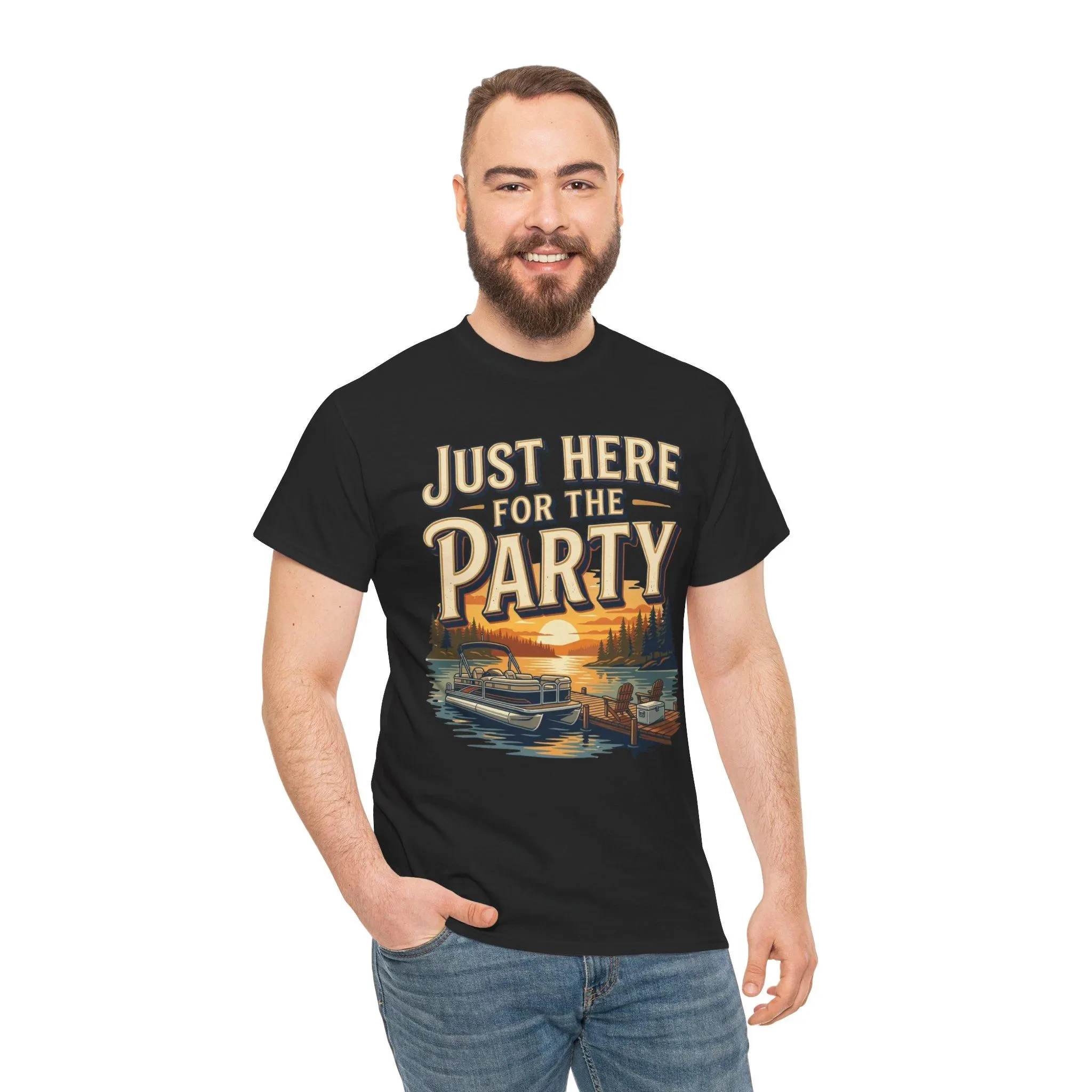 Just Here for The Party Retirement Shirt, Funny Retired Pontoon Tee, Vintage Lake Life T-Shirt, Senior Cruise Clothing
