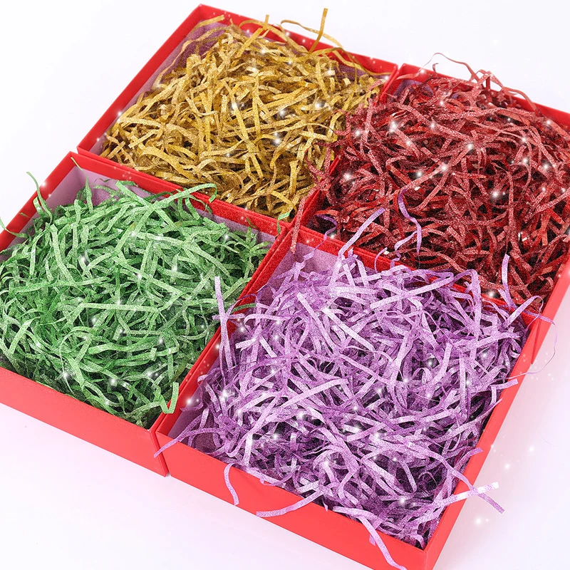 10/50/100g Flash Shredded Lafite Paper Raffia Filler DIY Christmas New Year Wedding Party Gift Box Material Packaging Filler