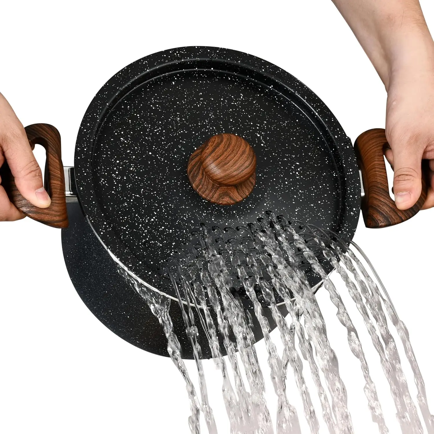 

Кастрюля для макарон, 5 кварт, с крышкой-ситечком и вилкой для макарон | Кастрюля с антипригарным покрытием | Запираемая крышка, термостойкие ручки | Вевнее Хеа