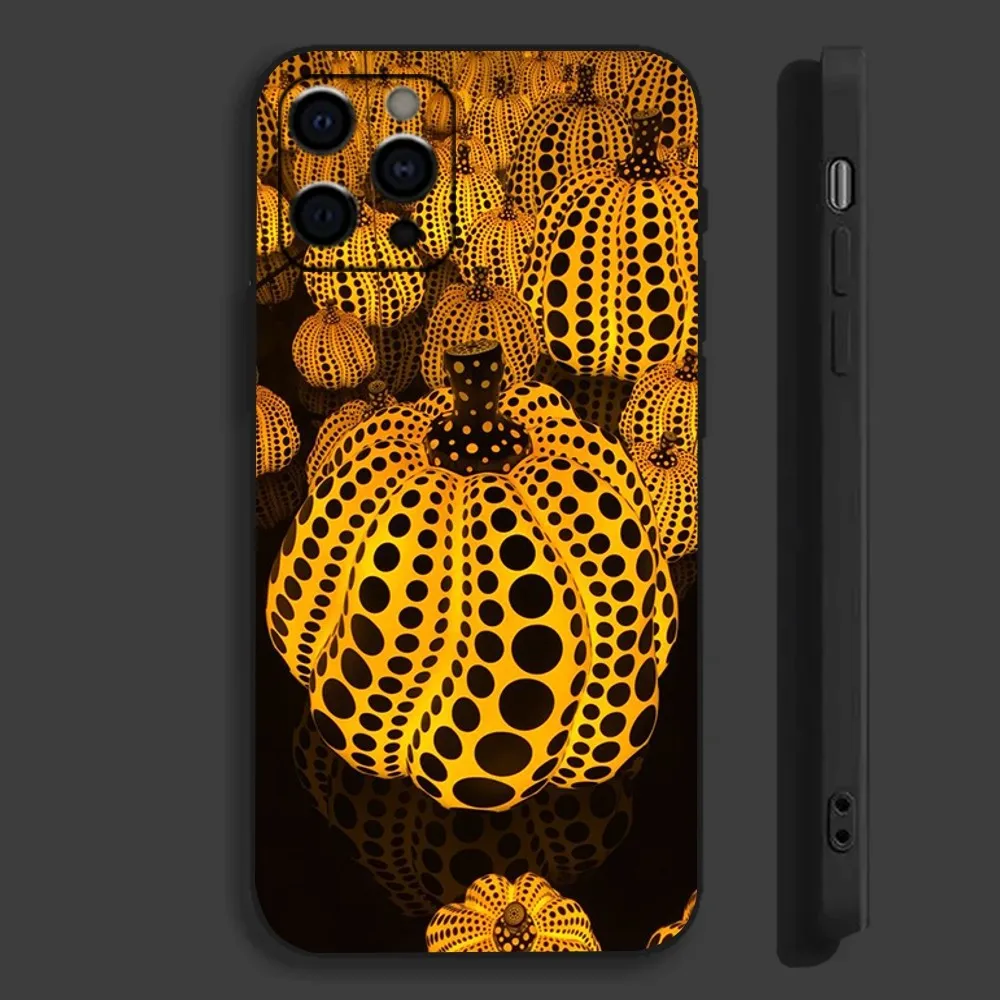 Pumpkin Yayoi Kusama Phone Case For Apple iPhone 15,14,13,12,11,Pro,X,XS,Max,XR,Plus,Mini Soft Black Cover