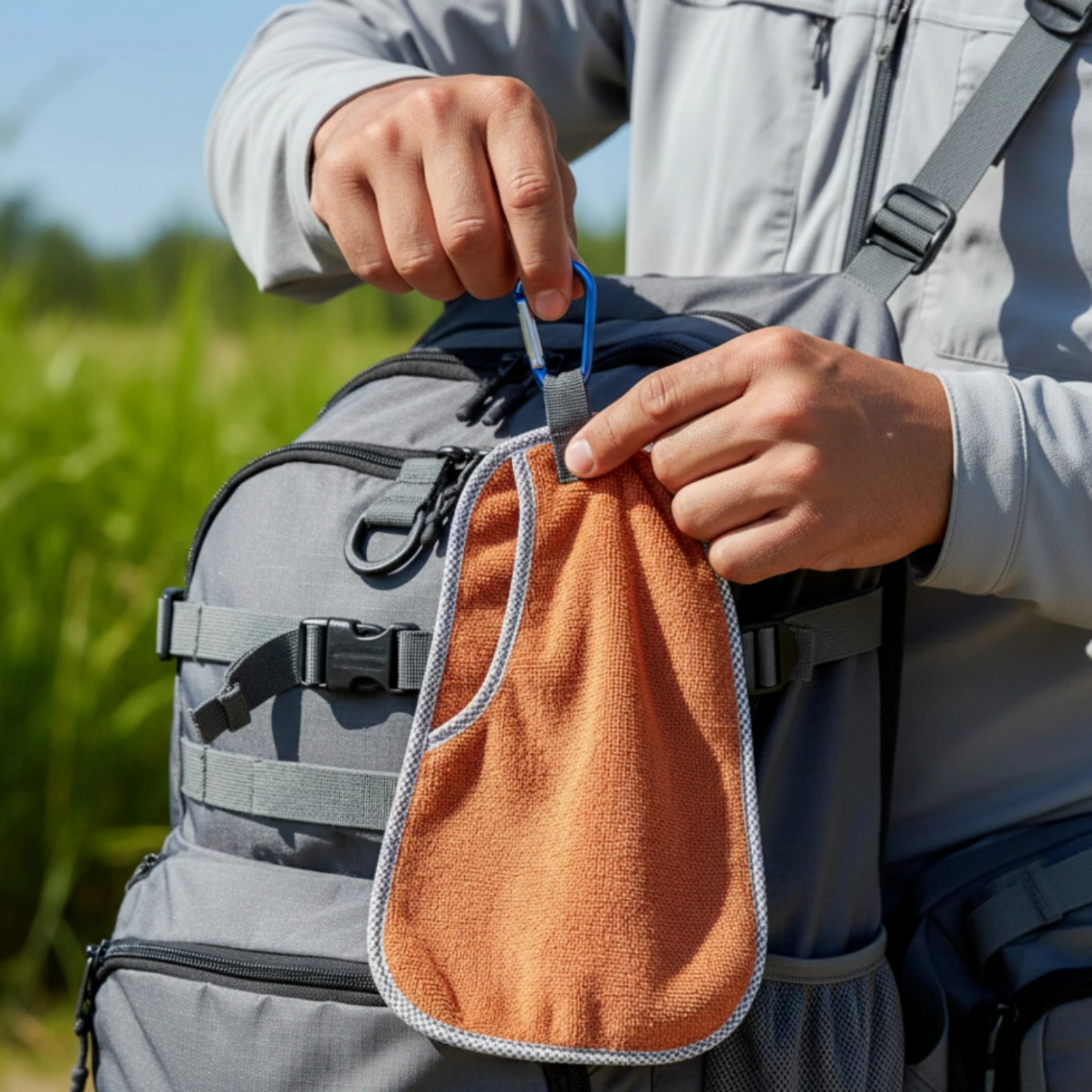 Fishing Towel with Carabiner Clip Easy to Wash Fishing Towel with Clip Towels Washable Reusable for Anglers, Camping