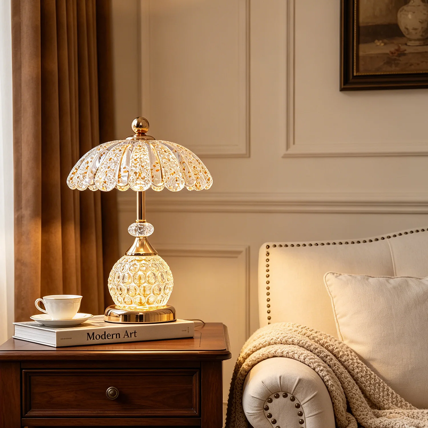 Crystal desk lamp, bedroom bedside table, internet-famous light luxury 2026 new master bedroom rechargeable