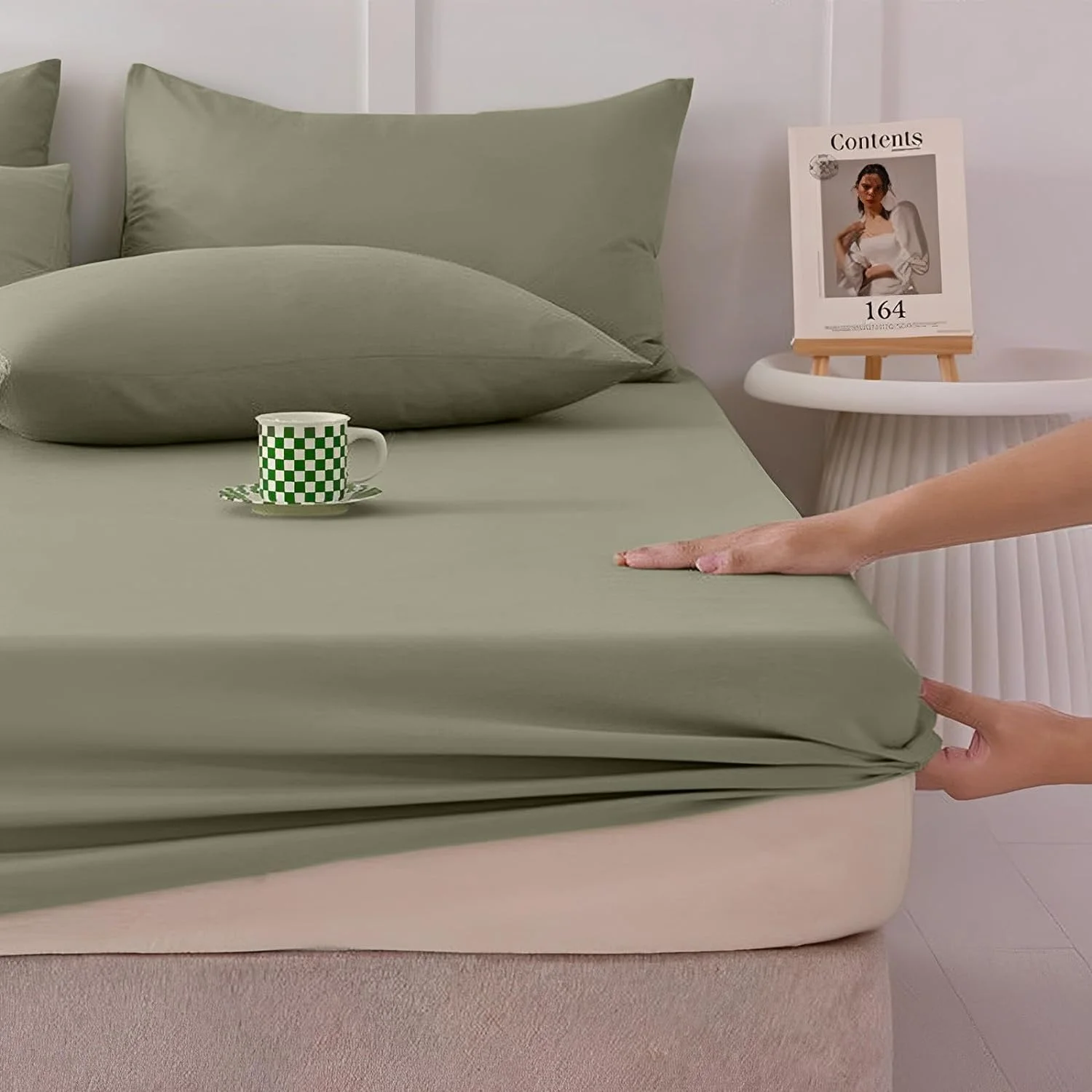 Earthing Grounding Fitted Sheet with Earth Connection Cable Pure Silver Fiber Conductive Bed Sheet, Green