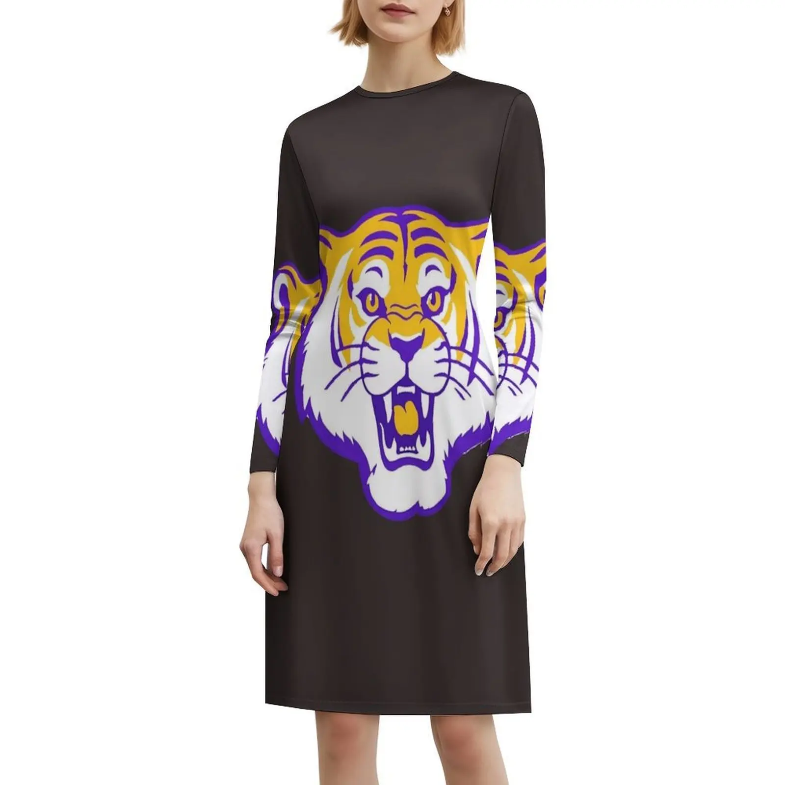 فستان سموك زهري للنساء لربيع وصيف فستان كاجوال للحفلات Lsu Lsu Gameday Tiger Stadium Calling ملابس نسائية #6