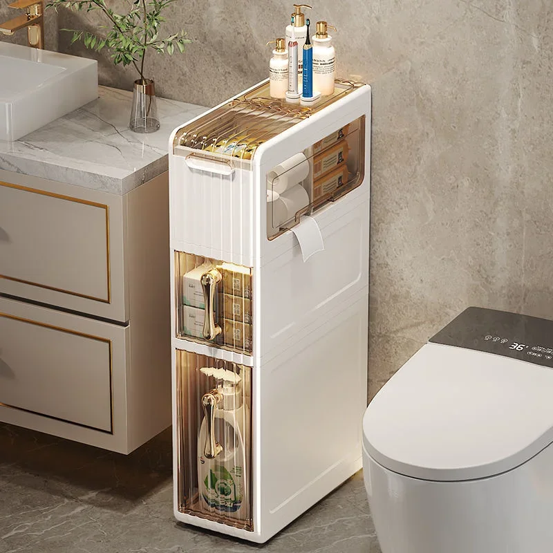 

Light Luxury Acrylic Seam Take Cabinet Household Multifunctional Floor Type Landing Bathroom Furniture Dustproof Storage Boxes