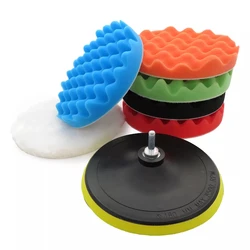 8Pcs Buffing Pad Set Thread 4/5/6/7inch Auto Car Repair Polishing pad Kit for Car Polisher+Drill Adaptor Power Tools accessories