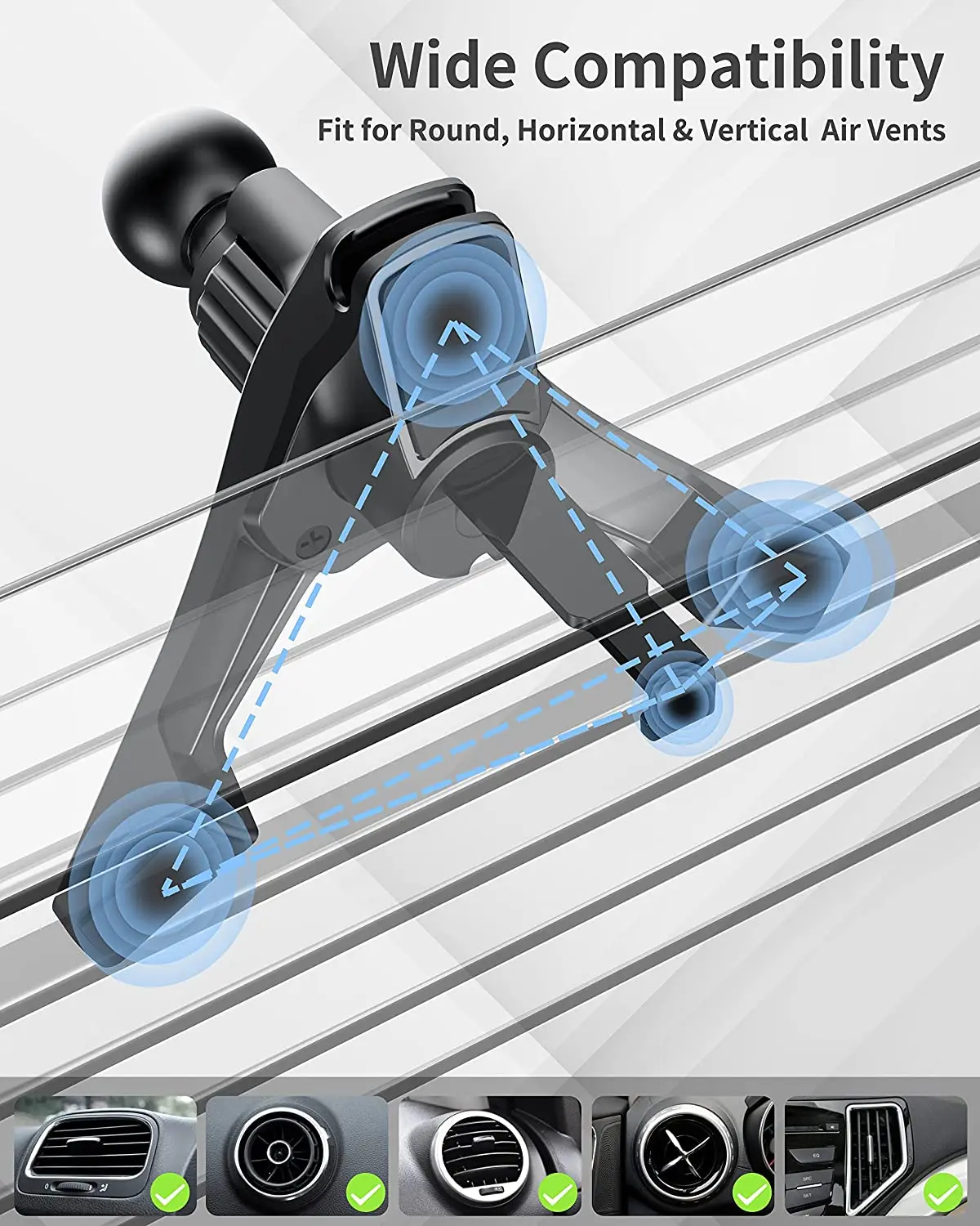 IBudim-soporte para teléfono móvil con Clip Universal para salida de aire de coche, cabeza de bola de 17mm para montaje de teléfono móvil de coche por gravedad, soporte magnético para teléfono de coche