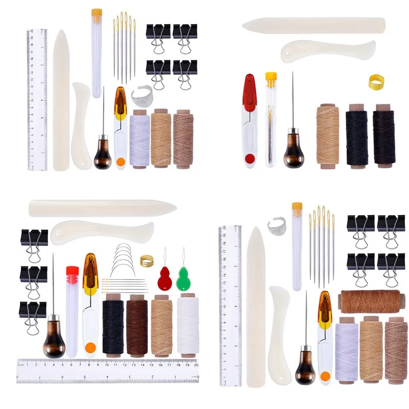 Bookbinding Kit Starter Tools Set Large-Eye Needles Bone Folder Paper Creaser Waxed Thread Awl for DIY Book Binding