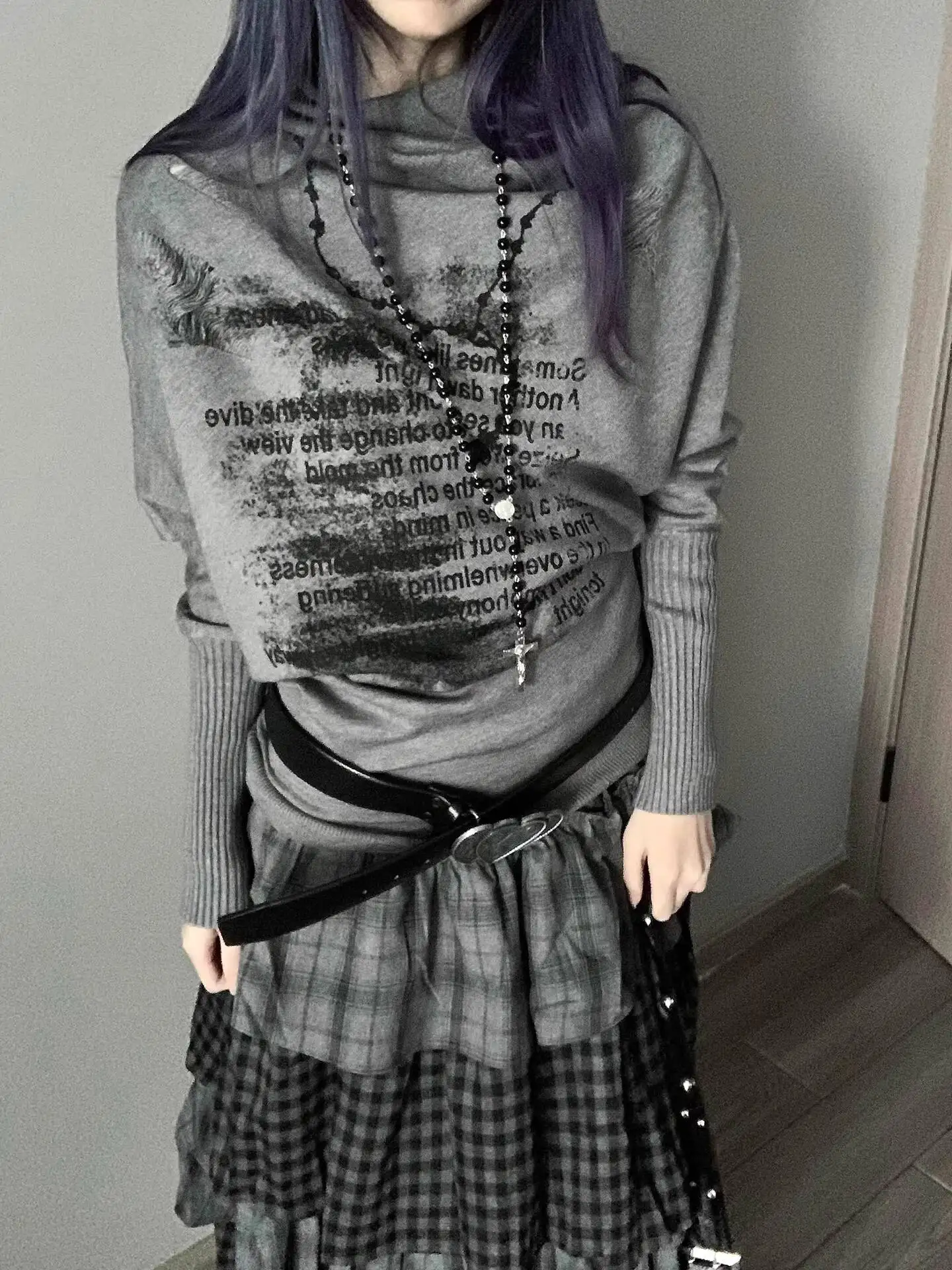 Women Knitting Sweater 2026 Spring Autumn Gothic Punk Y2K Subculture Bat Sleeve Sweater Long Sleeve Vintage Soft Knit Top