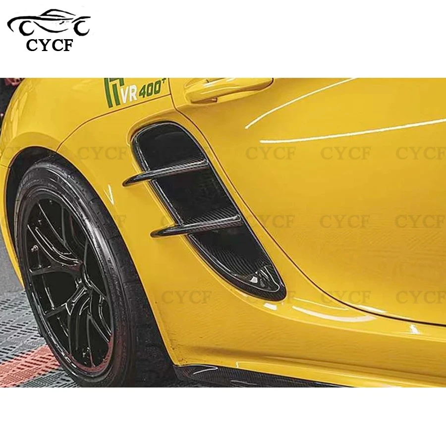 For Porsche 718 Cayman Boxster Carbon Fiber Tuyere Rear Side Fender Intakes Air Vents Trim Cover Caps upgraded body kit