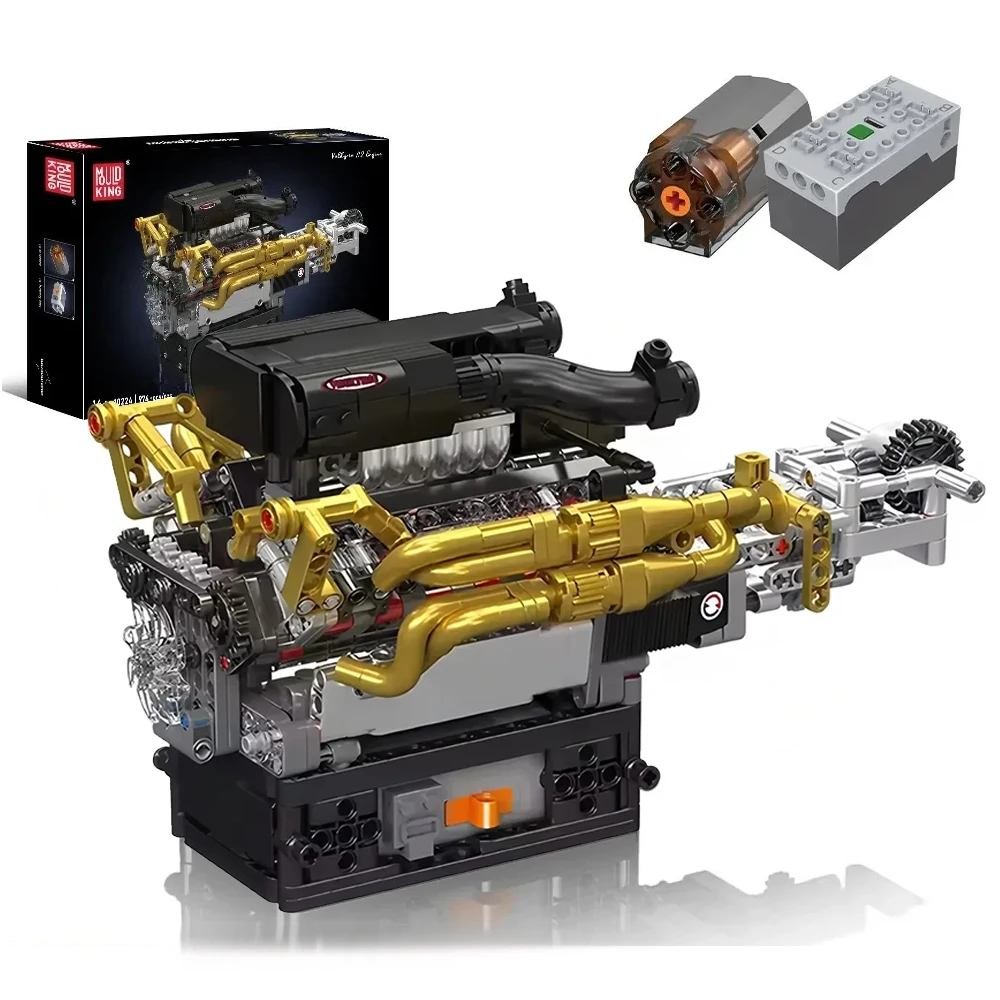 

974PCS Turbojet Engine Mould King 10224 Technical V12 Engine Model DIY Building Blocks for Adults Toys Kids Christmas Gifts