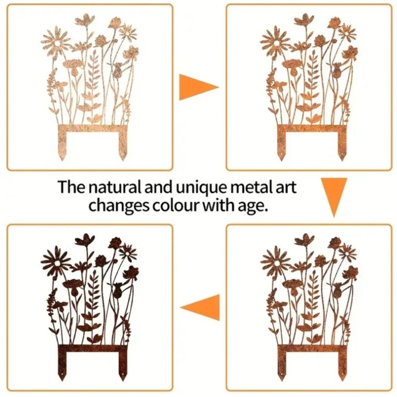  Abstract Metal Garden Stake Heavy Type Weatherproofed Decoration For Border