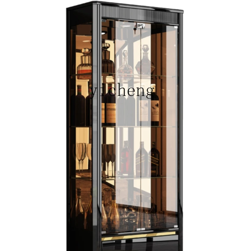 

ZC Minimalist Glass Door Wine Cabinet Paint Wall Display Cabinet Guest TV Side Storage Side Cabinet