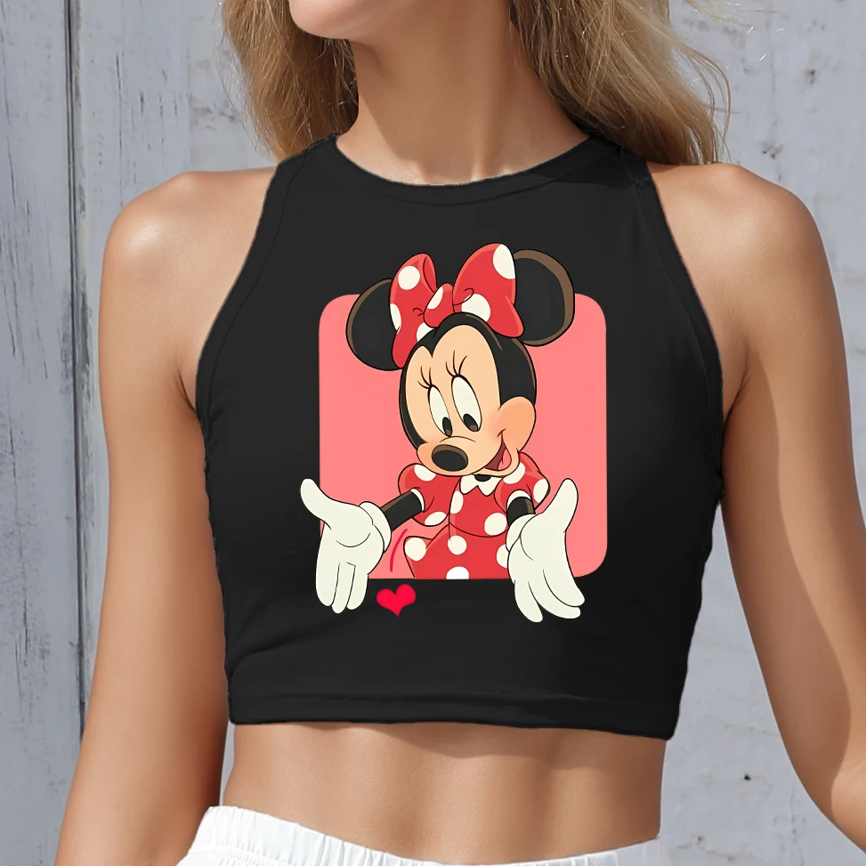 

Women's Vest Top Y2K Mickey Minnie Graphic Print Crop Top Sleeveless Round Neck Tank Top Fashion Streetwear Female Clothing