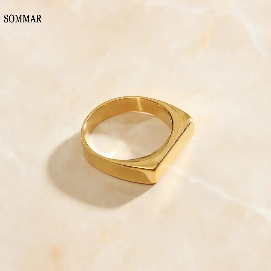 SOMMAR Gorgeous 18KGP Gold plated size 10 6 7 8 9 Lady wedding rings mini signet prices in euros men jewelry