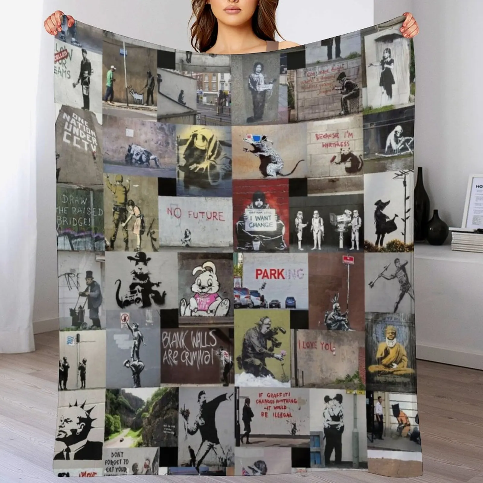 

Banksy Throw Blanket Cute Plaid anime Warm Sofas Blankets