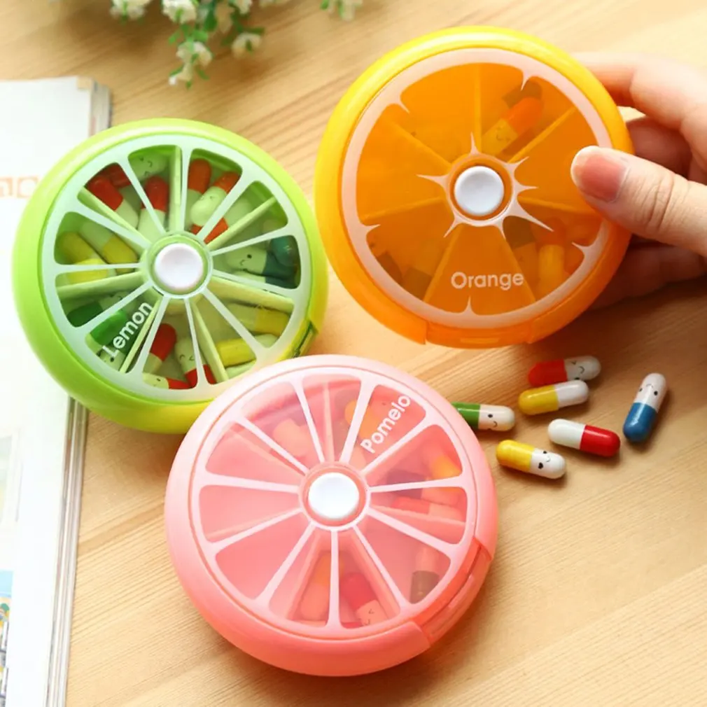 Pill Box Fruit Shaped Vitamin 7 Day Weekly Medicine Pillbox Tablet Storage Case Container Cases Travel Round Health Care