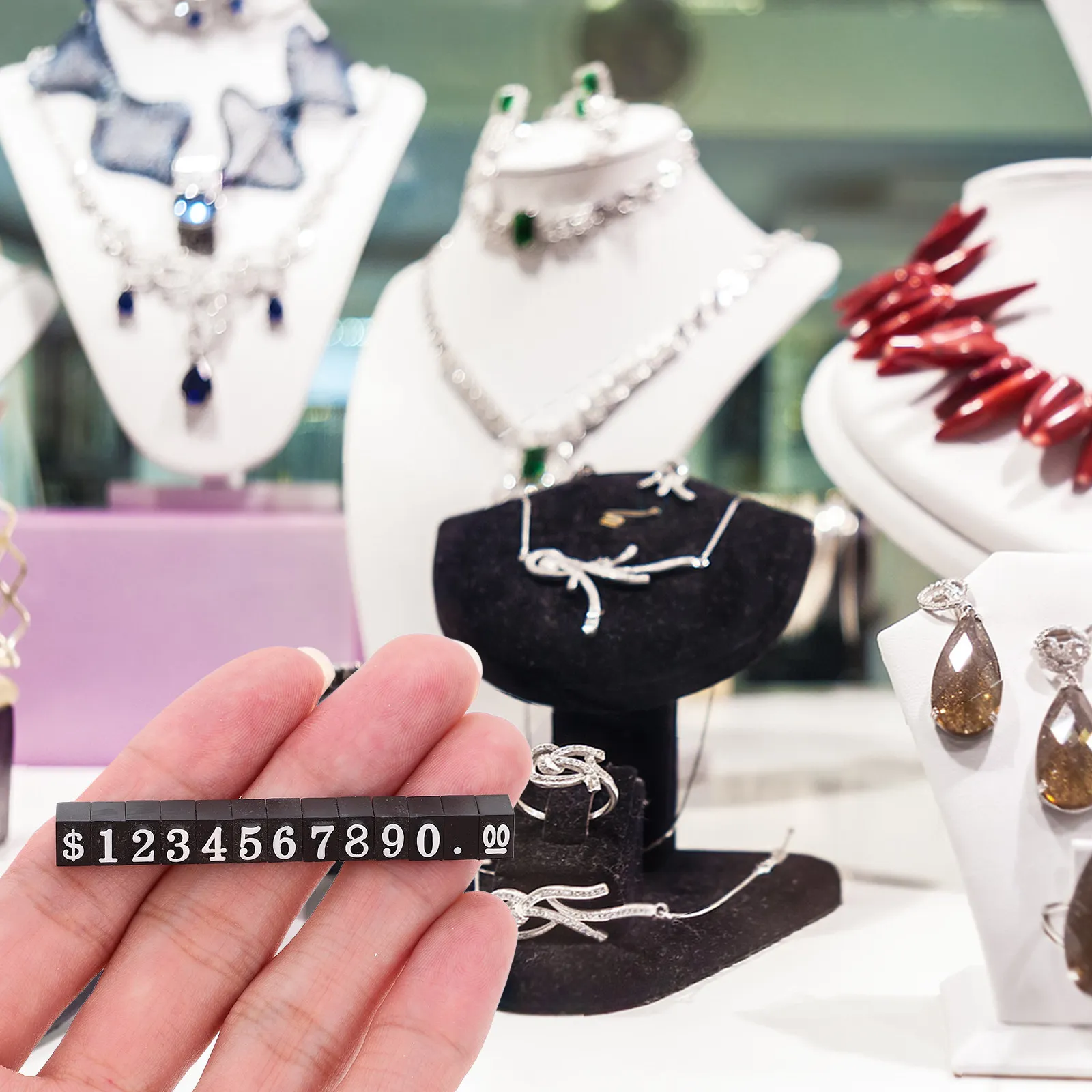 

3pcs Adjustable Number Letter Price Cube Display Stand For Jewelry Watch Pricing White Retail Price Display Block Number Label