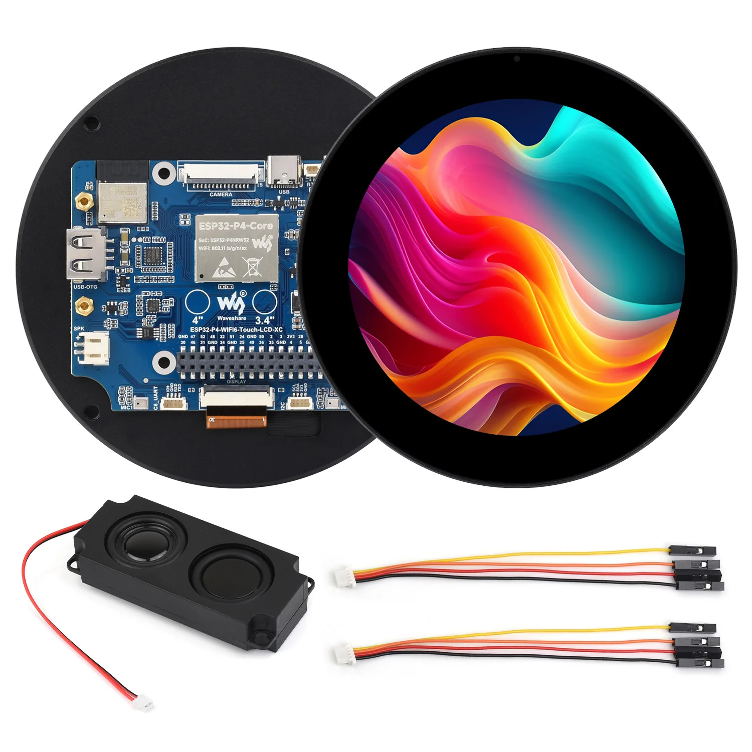 Waveshare ESP32-P4 3.4/4 Inch Round Touch Display Development Board for Raspberry Pi 800×800/720×720 Optical Bonding Toughened
