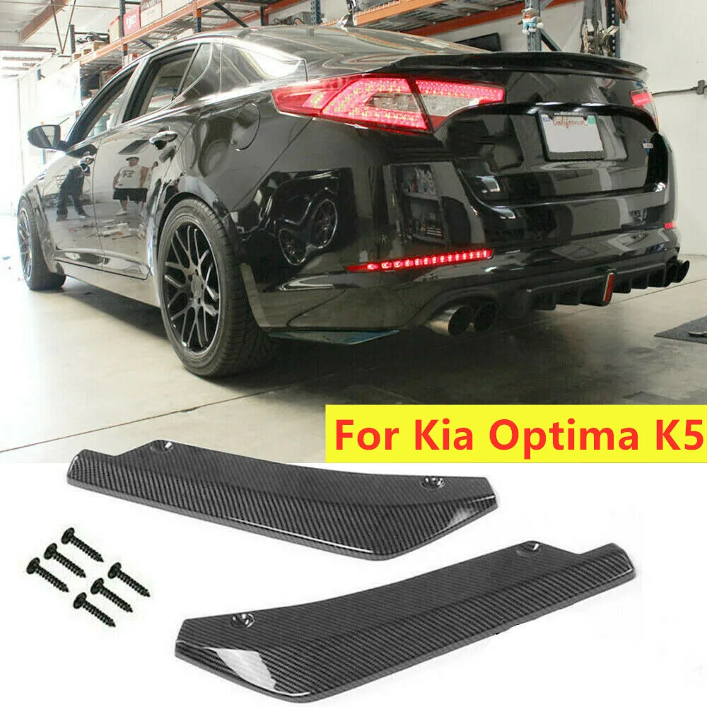 Universal Carbon Fiber Look Car Rear Bumper Lip Diffuser Splitter Canard Spoiler Protector Cover For Kia Optima K5
