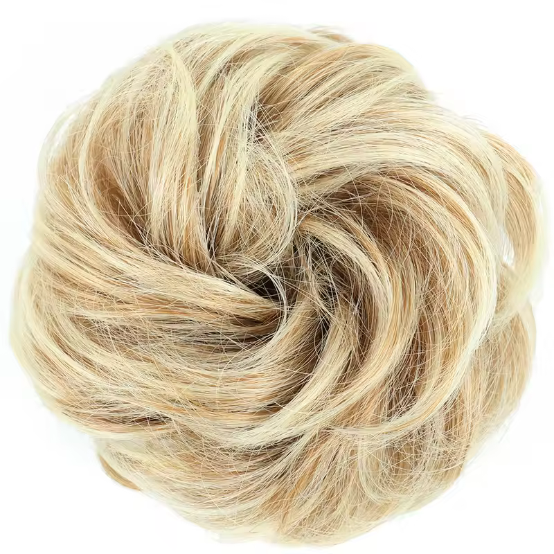 Azqueen Synthetic Messy Bun Chignon Donut Gary Brown Color Hair Bun Pad Elastic Hair Rope Rubber Band Hair Extensions - Image 16