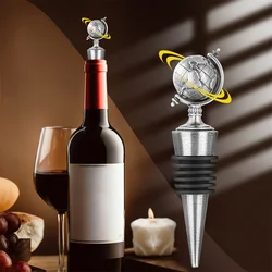 Wine Bottle Stoppers Rotatable Globe Design Red Wine Beverage Champagne Preserver Plug Unique Wine Accessories Gifts