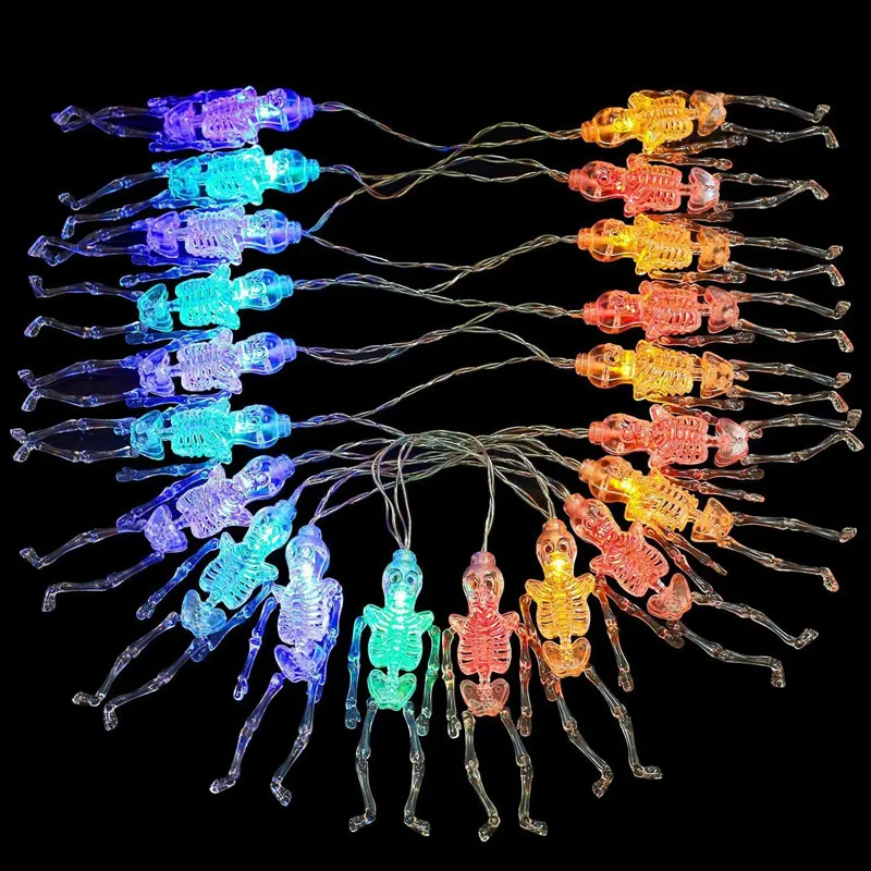 Luci a corda scheletro per decorazioni di Halloween Lampada a sospensione per interni a batteria/USB per decorazioni per la casa Luce a tema horror 403