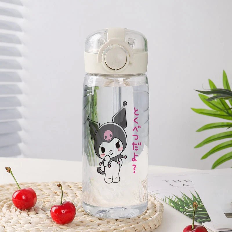 Kuromi Child Summer Portable Straw Plastic Cup New Sanrio Cartoon Drinking Cup Portable Anti-Fall High Temperature Resistant Cup