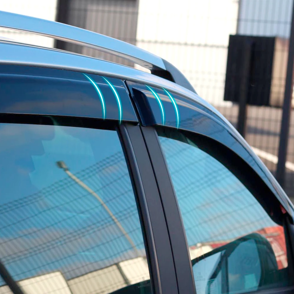 Wind Visor Window Deflectors for Mitsubishi L200 2006-2014 Mitsubishi Triton Double Cab 4PCS Black Smoke Car Styling