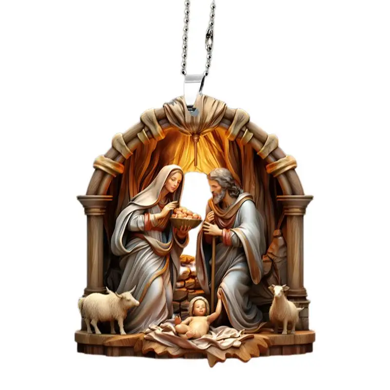 Ornamentos de presépio, decoração de nascimento de jesus, decoração de árvore de natal, pingente de presépio acrílico 2d