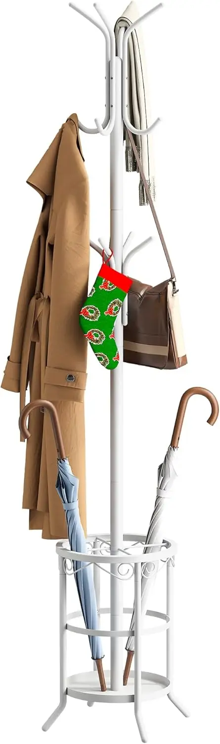 

Coat Rack Freestanding with Umbrella Stand with 12 Hooks Metal Coat Tree Coat and Hat Hanger Jacket Entryway Coat Rack (